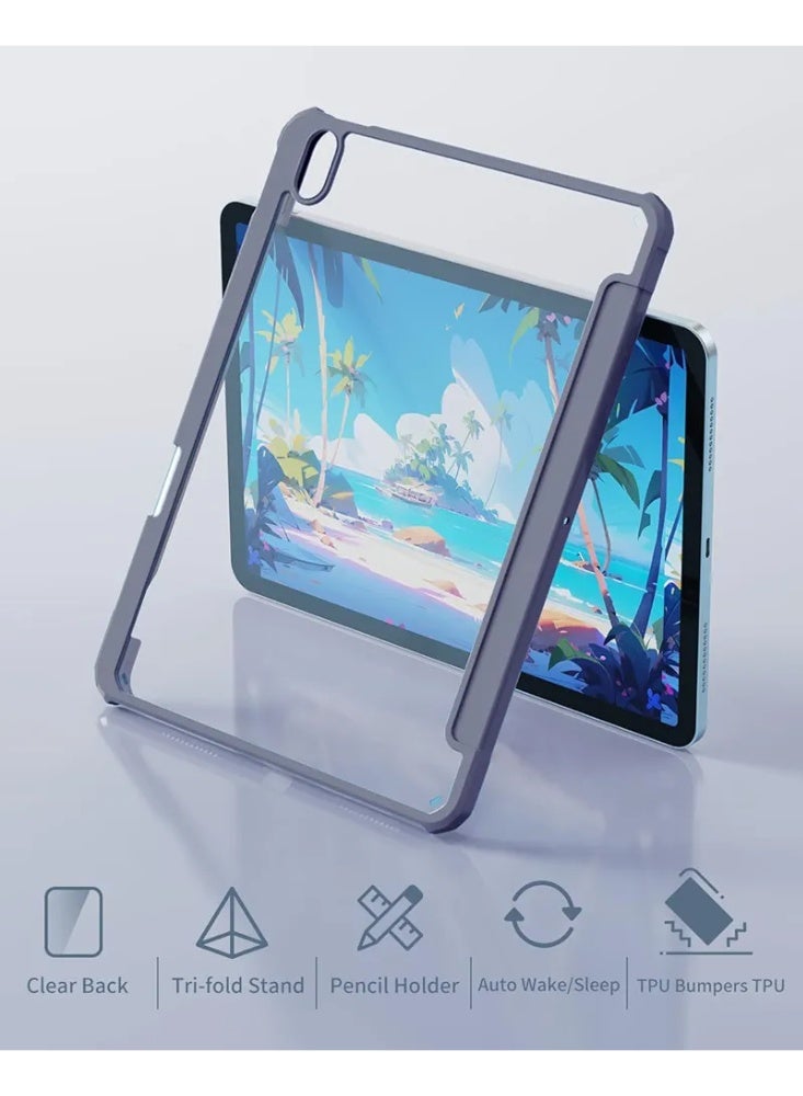 AMROAH حافظة لجهاز iPad (A16) الجيل الحادي عشر 11 بوصة 2025، iPad الجيل العاشر 10.9 بوصة 2022 مع حامل قلم، غلاف خلفي شفاف واضح مع غطاء مضاد للصدمات، وضع السكون التلقائي - Image 2